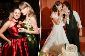 Sweet wedding snap of Selena Gomez and Taylor Swift celebrating a joyful moment together, trending among USA fans in 2025